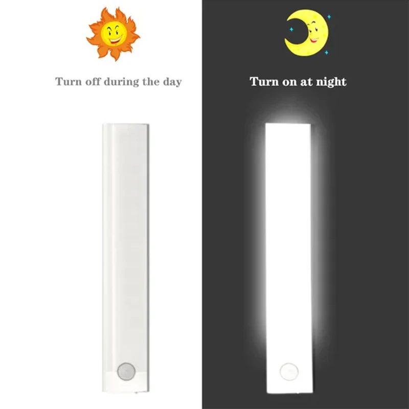 PIR Motion Sensor LED Under Cabinet Lamp Dimmable Rechargeable Night Light Stairs Closet Room Aisle Tube Bar Detector Bulb