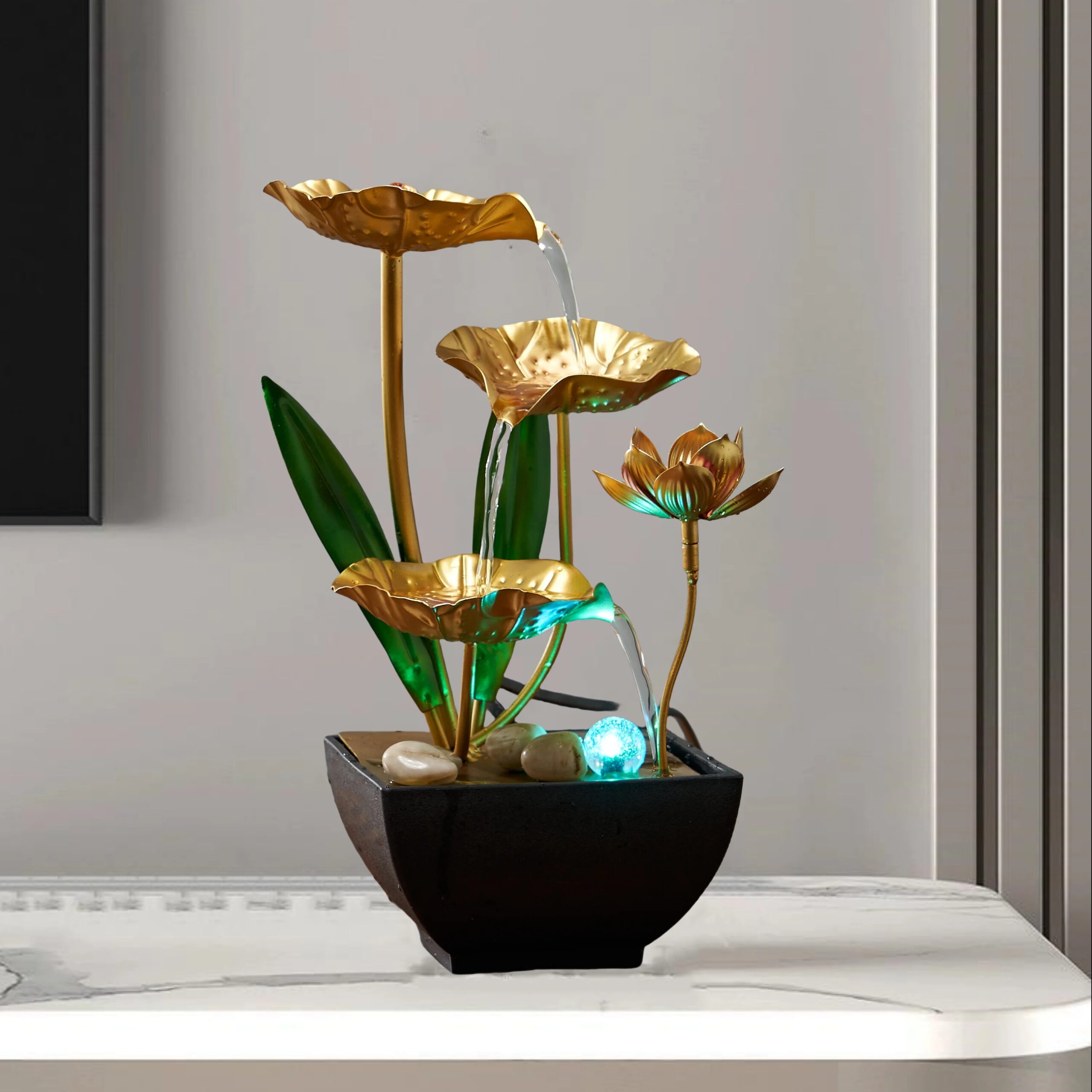 Small indoor fountain automatic circulation humidifier desktop decoration living room and bedroom relaxation crafts