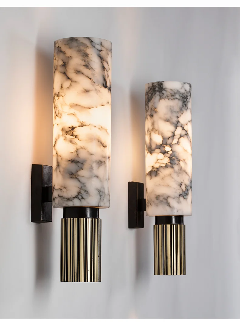 Modern Luxury Natural Marble Wall Lamp Living Room Bedside Bedroom Decoration LED Light Fixtures Vintage Sconce Home-appliance