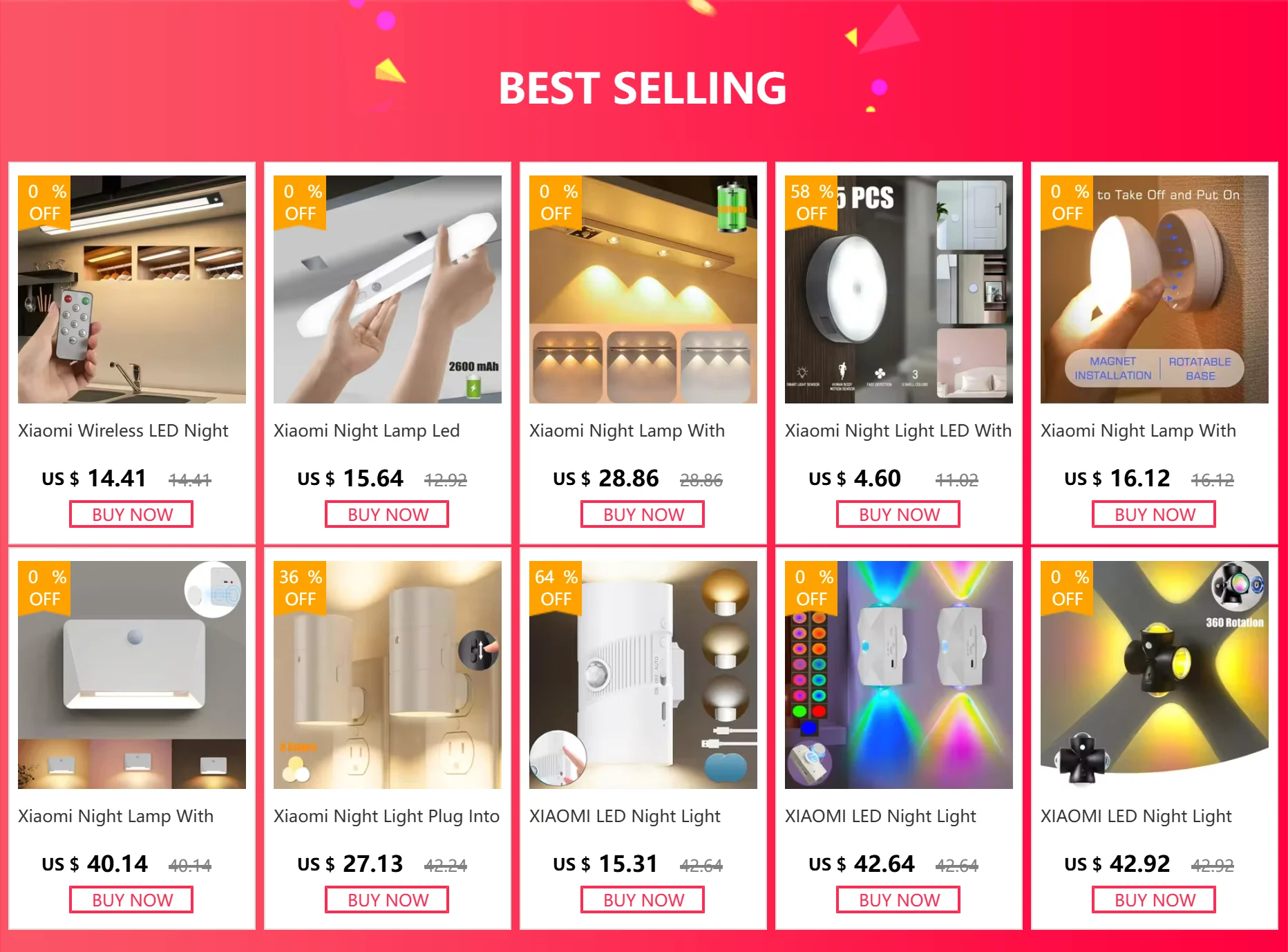 Xiaomi Night Light Motion Sensor Wireless LED USB Rechargeable Wall Lamp 3 Colors Dimming Night Lamp Decoration Bedroom Cabinet