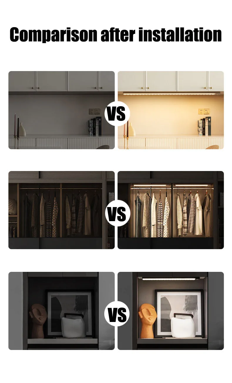 Xiaomi Night Light Motion Sensor Wireless LED USB Rechargeable Wall Lamp 3 Colors Dimming Night Lamp Decoration Bedroom Cabinet