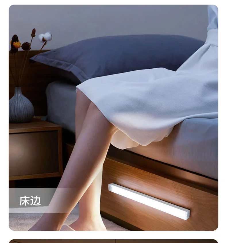 Xiaomi Night Light Motion Sensor Wireless LED USB Rechargeable Wall Lamp 3 Colors Dimming Night Lamp Decoration Bedroom Cabinet