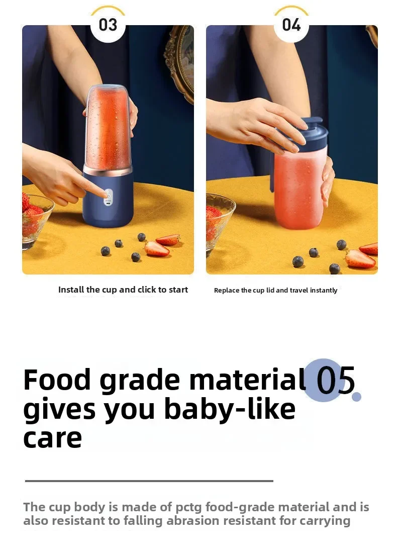 Portable Fruit Juice Blenders Summer Personal Electric Mini Bottle Home USB 6 Blades Juicer Cup Machine For Kitchen