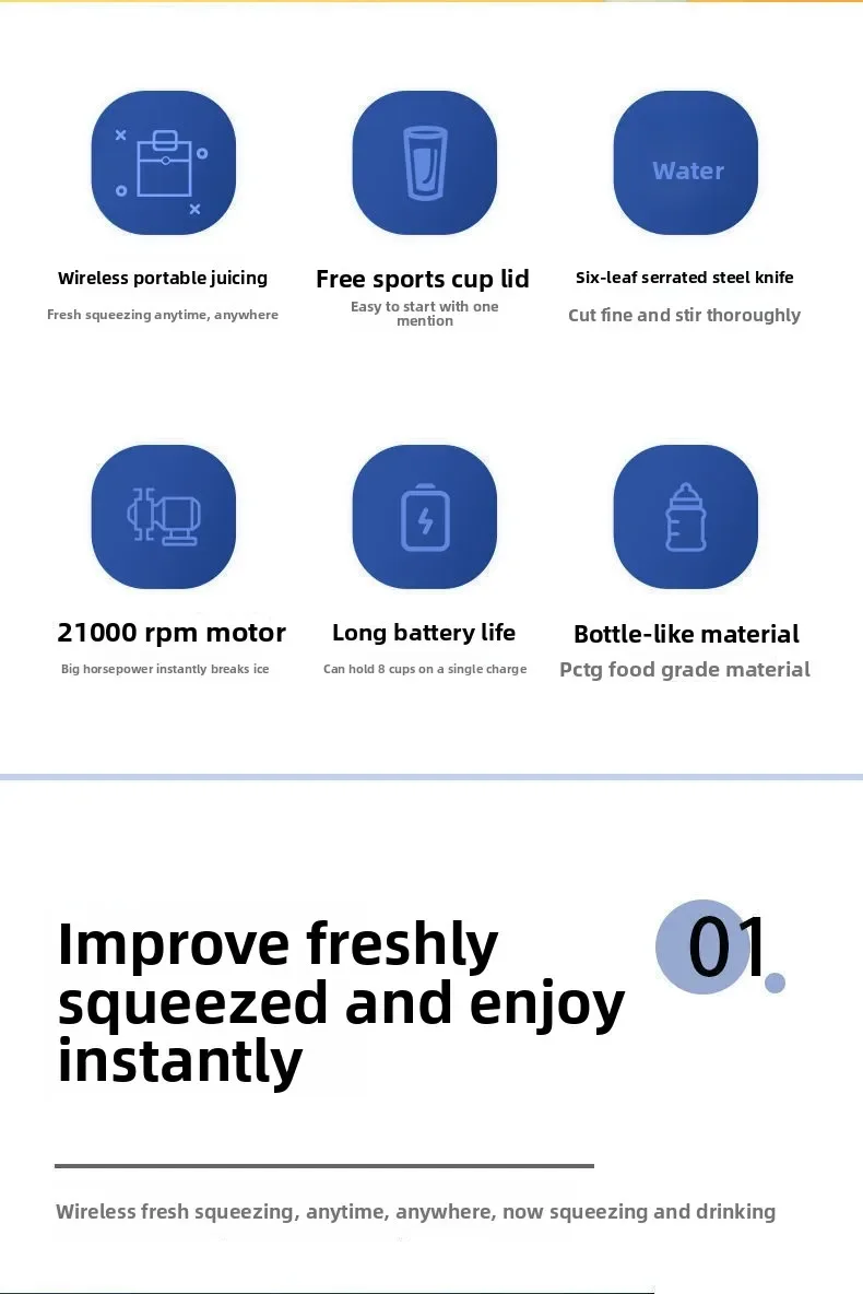 Portable Fruit Juice Blenders Summer Personal Electric Mini Bottle Home USB 6 Blades Juicer Cup Machine For Kitchen