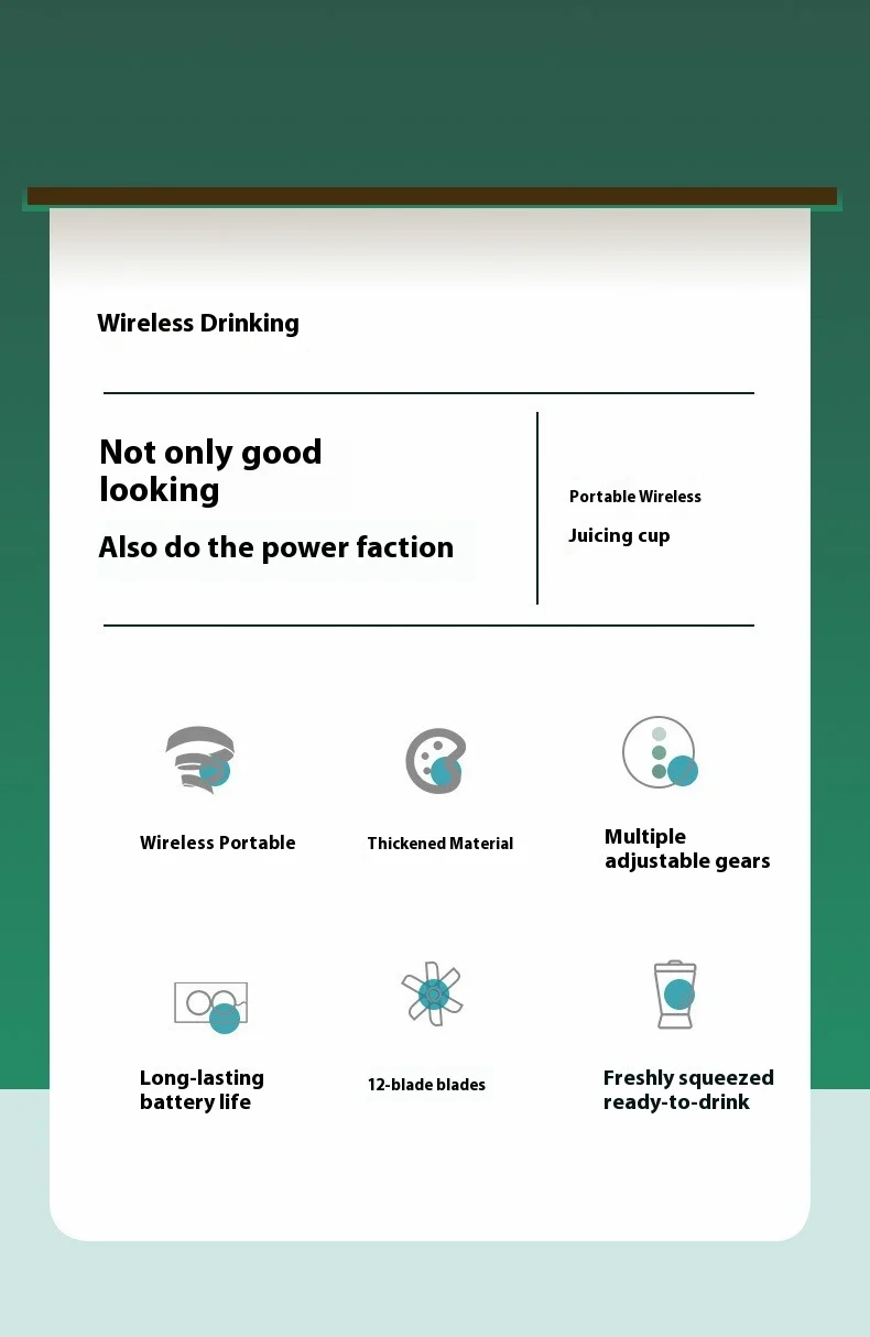 New Portable Electric Juice Blender Cup 700ML 12-Blade Powerful Motor Juicing Cup Household Travel Rechargeable Juice Bottle