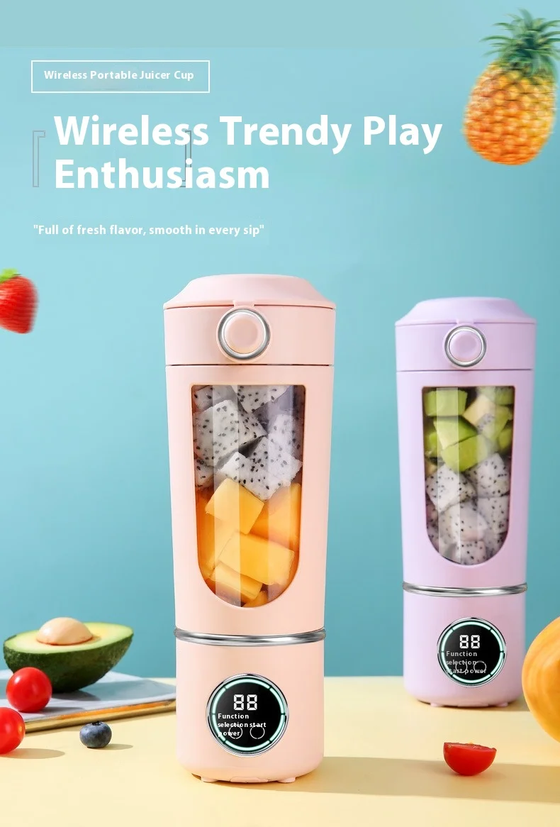 New Portable Electric Juice Blender Cup 700ML 12-Blade Powerful Motor Juicing Cup Household Travel Rechargeable Juice Bottle