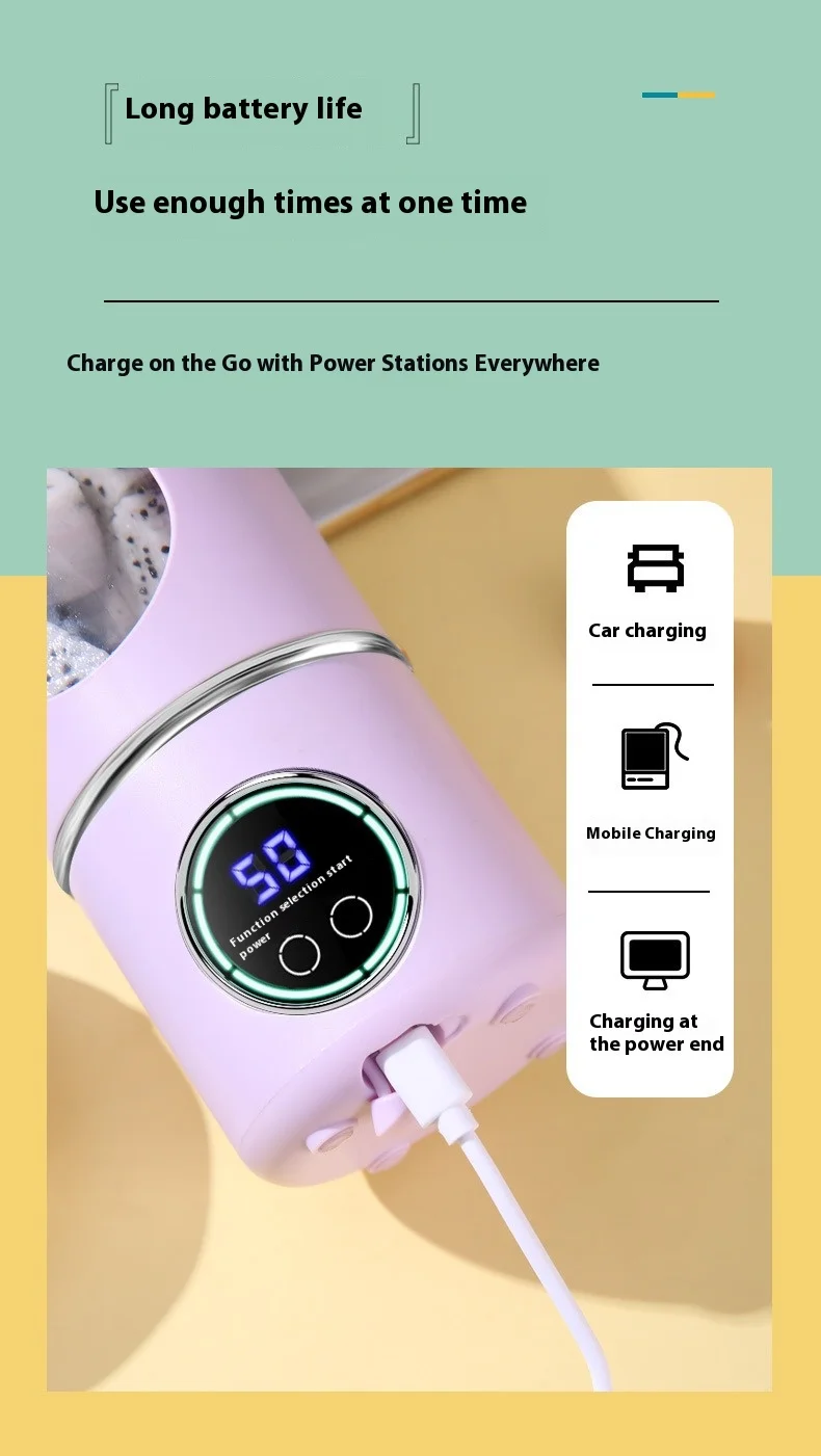 New Portable Electric Juice Blender Cup 700ML 12-Blade Powerful Motor Juicing Cup Household Travel Rechargeable Juice Bottle