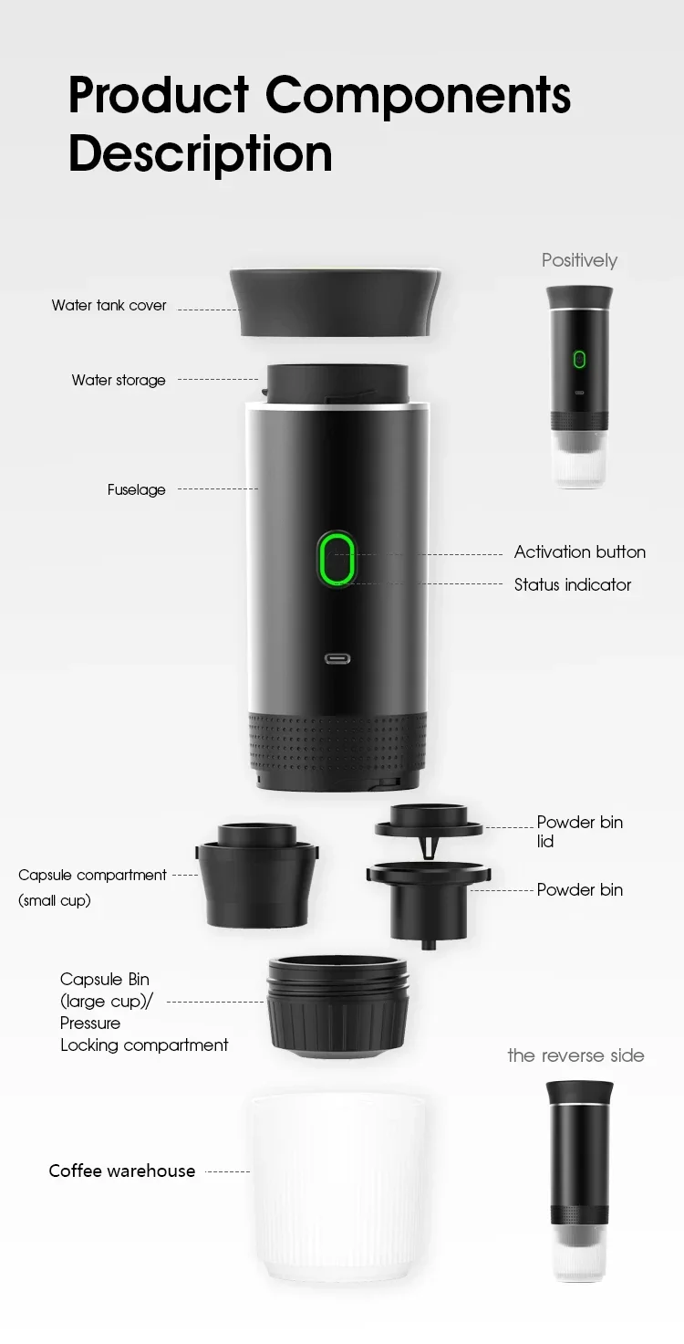 Xiaomi Electric Coffee Making Machine Wireless Type-C Rechargeable 3 in 1 Portable Coffee Makers Multiple Modes Household Travel